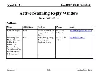 Active Scanning Reply Window