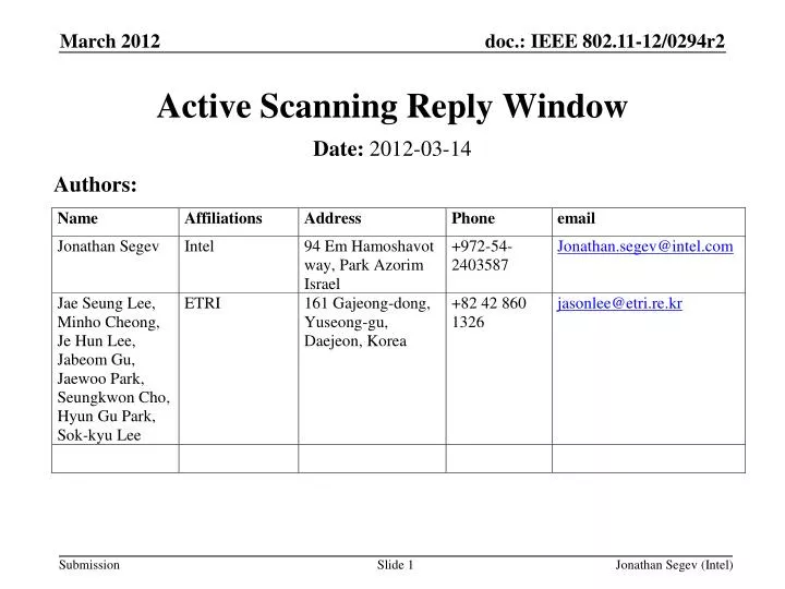 active scanning reply window