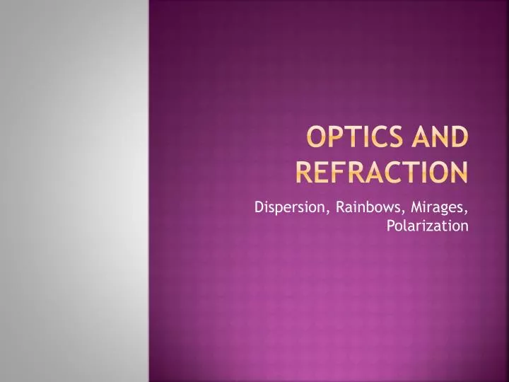 optics and refraction