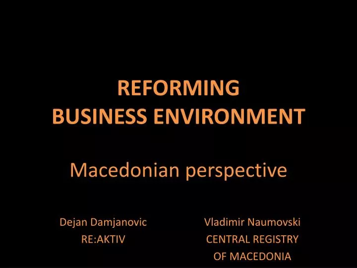 reforming business environment macedonian perspective