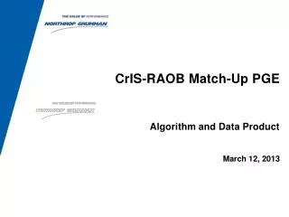 CrIS -RAOB Match-Up PGE