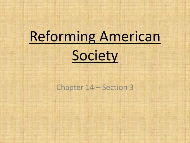 reforming american society