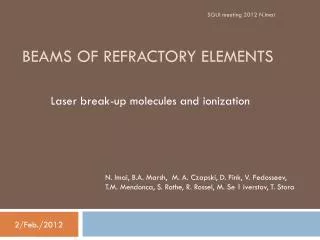 Beams of refractory elements