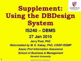 Supplement: Using the DBDesign System