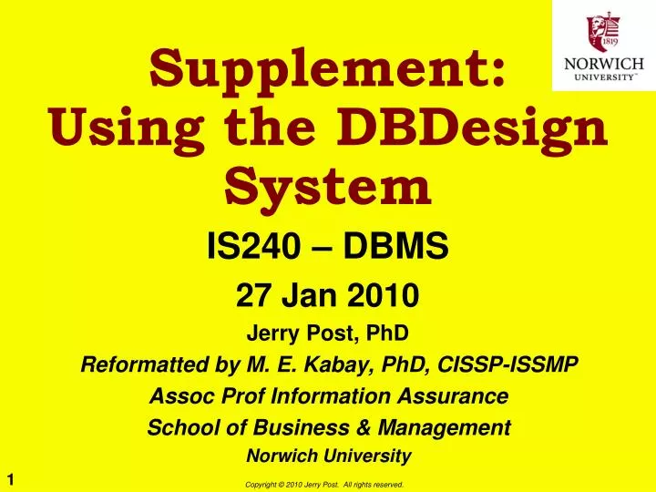 supplement using the dbdesign system