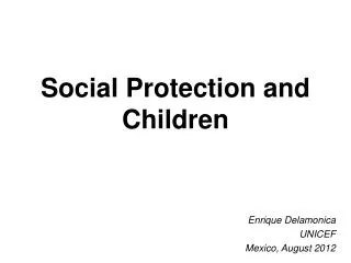 Social Protection and Children
