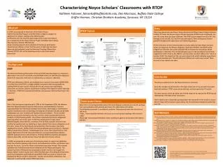 Characterizing Noyce Scholars' Classrooms with RTOP