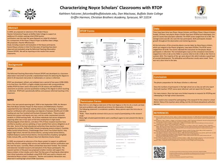 characterizing noyce scholars classrooms with rtop