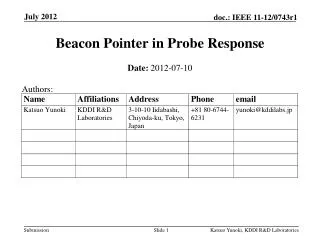 Beacon Pointer in Probe Response