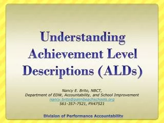 Understanding Achievement Level Descriptions (ALDs)