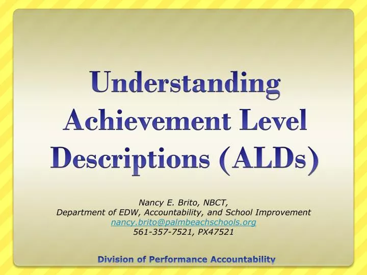 understanding achievement level descriptions alds