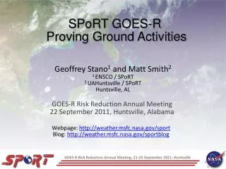 SPoRT GOES-R Proving Ground Activities