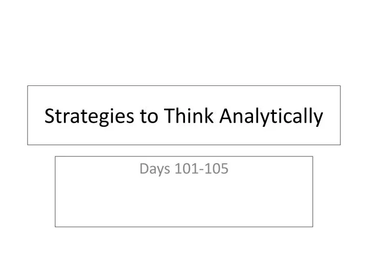 strategies to think analytically