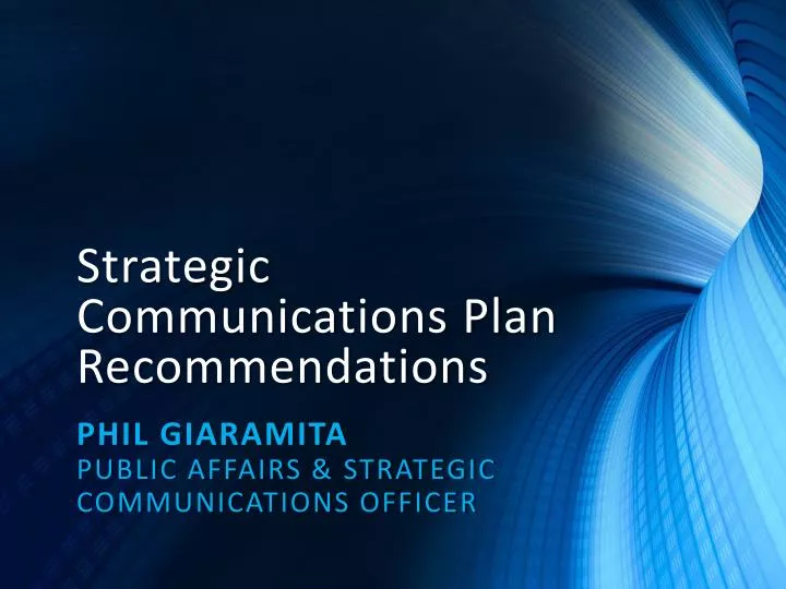 strategic communications plan recommendations