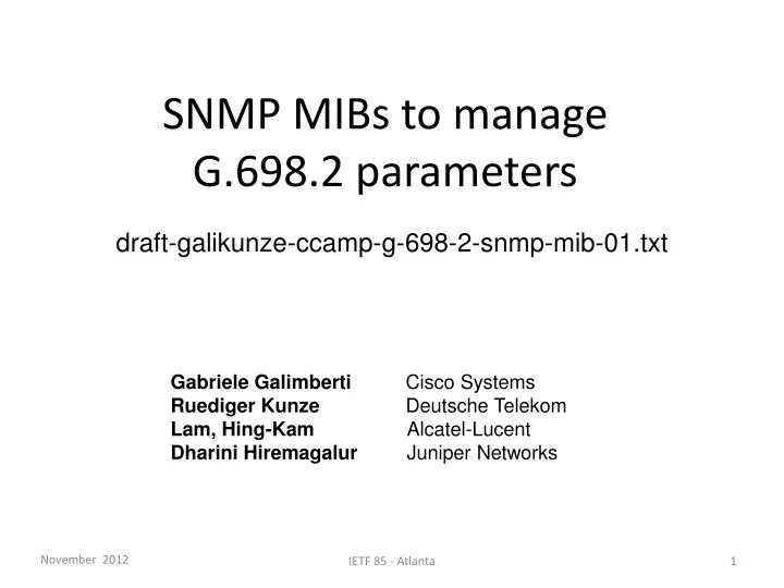 snmp mibs to manage g 698 2 parameters