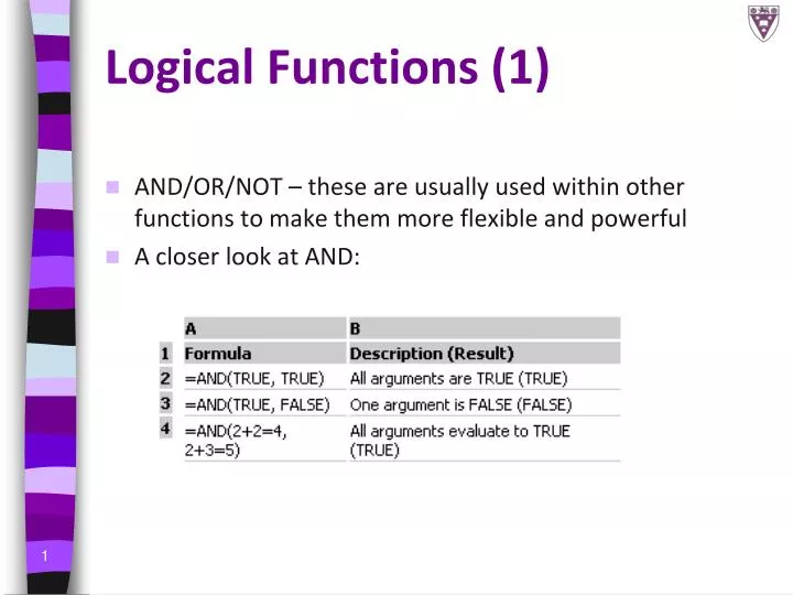 logical functions 1