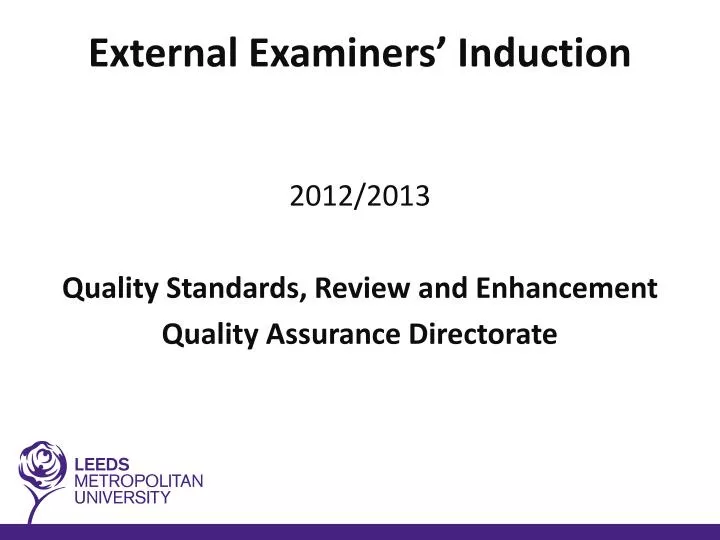 external examiners induction
