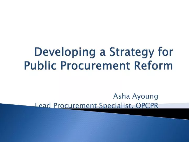 developing a strategy for public procurement reform