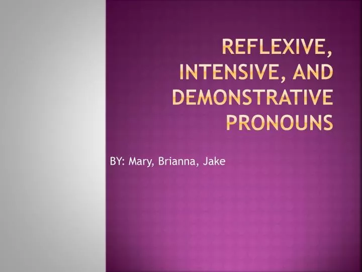 reflexive intensive and demonstrative pronouns