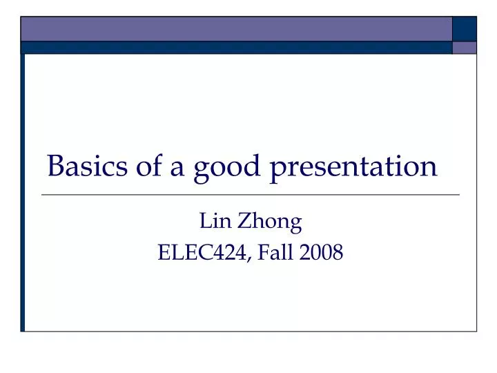 basics of a good presentation