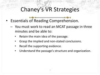 Chaney’s VR Strategies