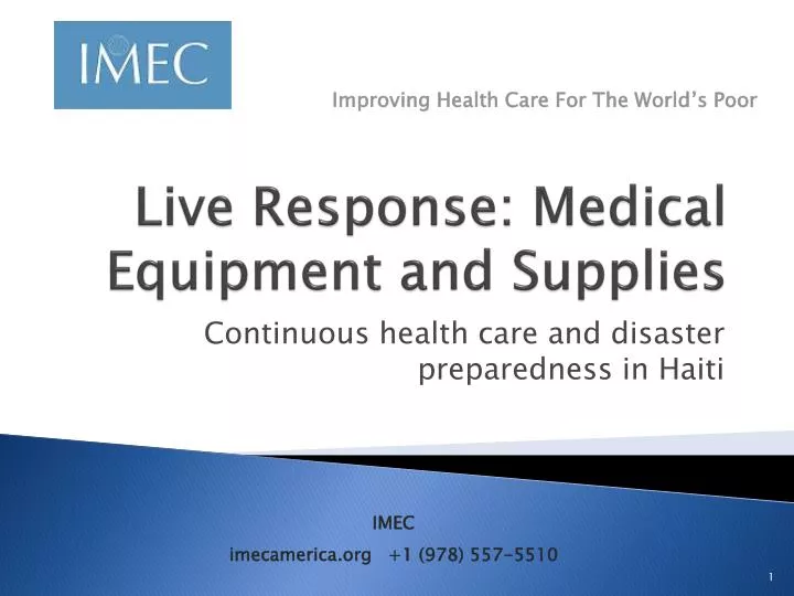 live response medical equipment and supplies