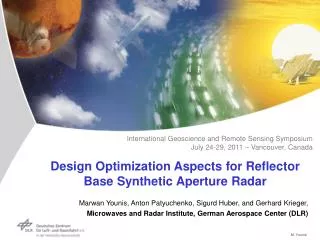 Design Optimization Aspects for Reflector Base Synthetic Aperture Radar