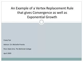 An Example of a Vertex Replacement Rule that gives Convergence as well as Exponential Growth