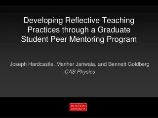 Developing Reflective Teaching Practices through a Graduate Student Peer Mentoring Program