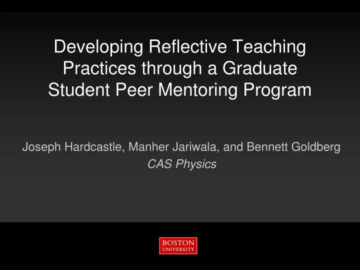 developing reflective teaching practices through a graduate student peer mentoring program