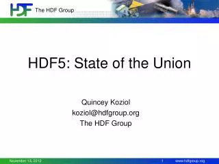 HDF5: State of the Union