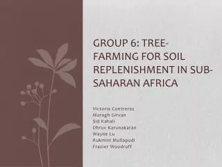 Group 6: Tree-Farming for Soil Replenishment in Sub-Saharan Africa