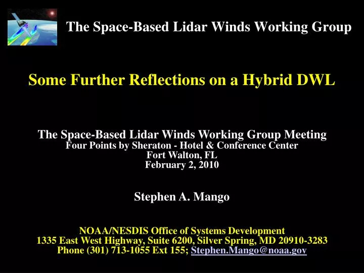 the space based lidar winds working group