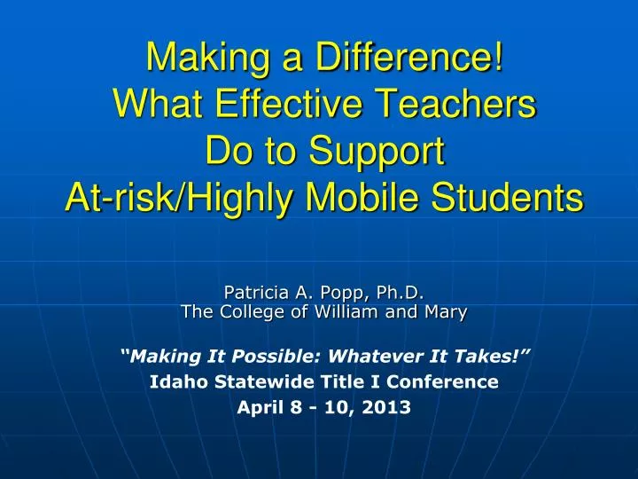 making a difference what effective teachers do to support at risk highly mobile students
