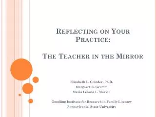 Reflecting on Your Practice: The Teacher in the Mirror