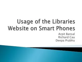 Usage of the Libraries Website on Smart Phones