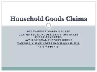 Household Goods Claims