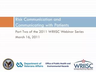 Risk Communication and Communicating with Patients
