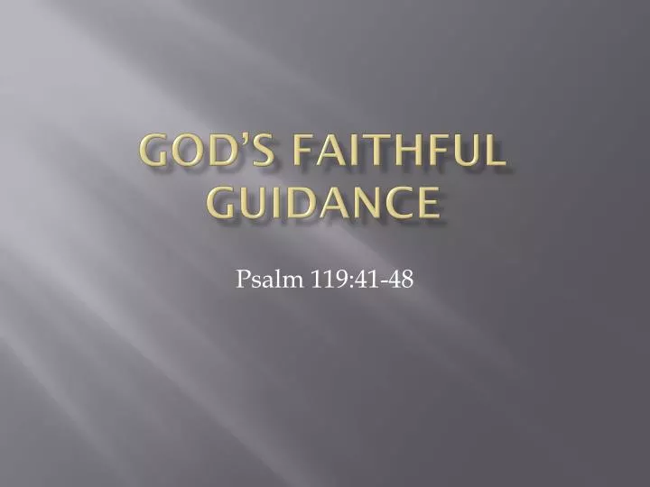 god s faithful guidance