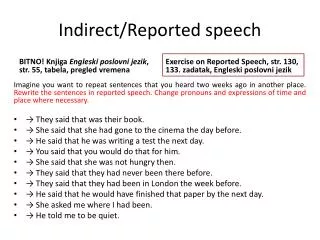 Indirect/Reported speech