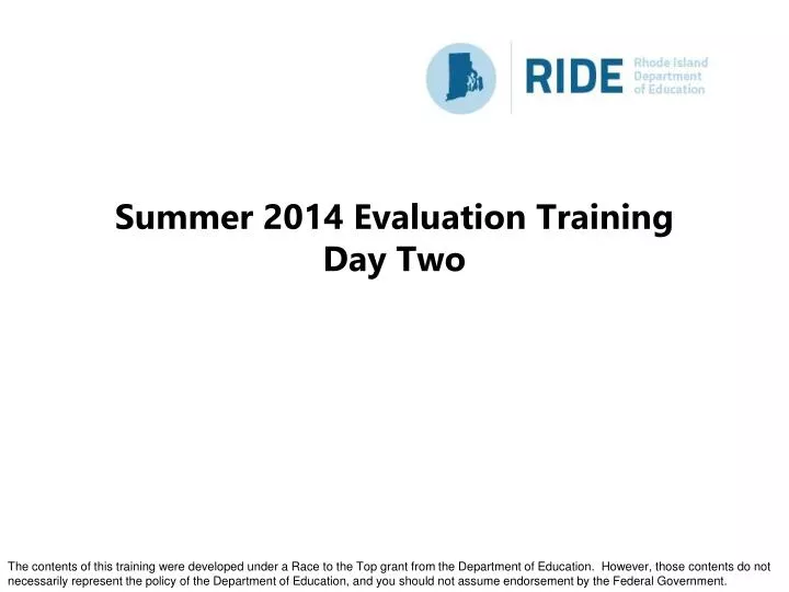 summer 2014 evaluation training day two