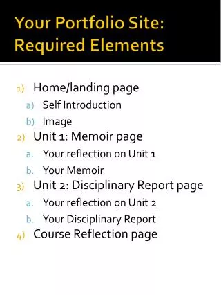 Your Portfolio Site: Required Elements