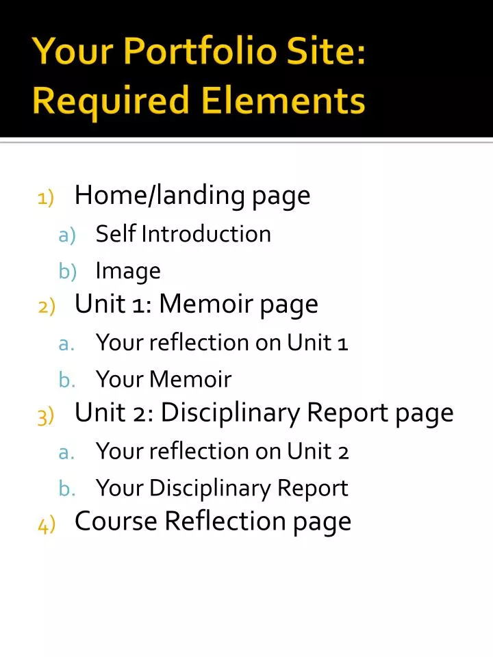 your portfolio site required elements