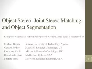 Object Stereo- Joint Stereo Matching and Object Segmentation