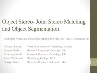 object stereo joint stereo matching and object segmentation