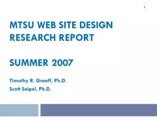 MTSU Web site Design Research Report Summer 2007