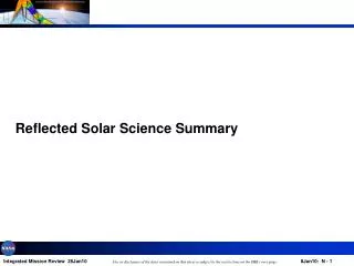 Reflected Solar Science Summary