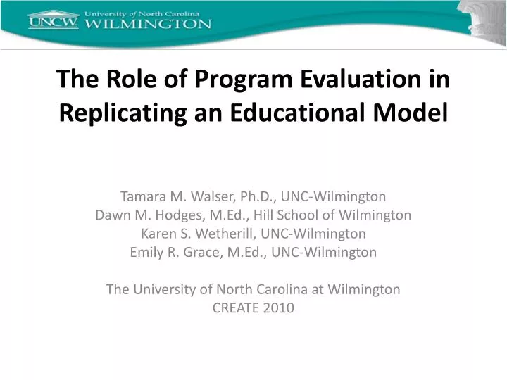 the role of program evaluation in replicating an educational model