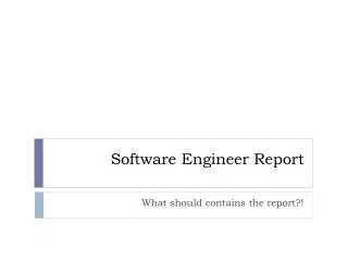 Software Engineer Report