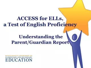 ACCESS for ELLs, a Test of English Proficiency Understanding the Parent/Guardian Report